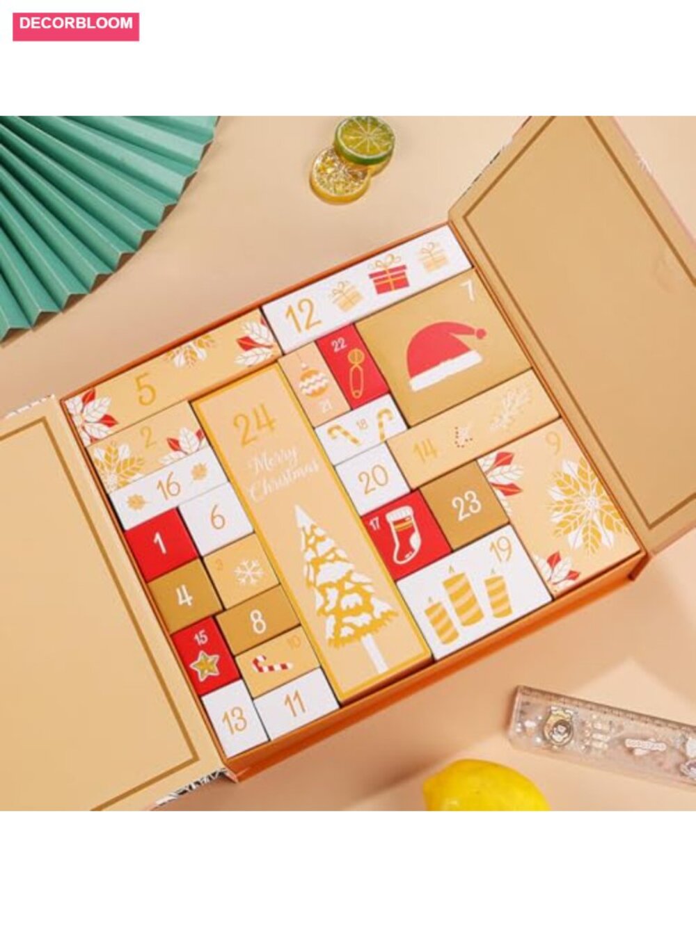24 Day Christmas Advent Calendar Cardboard Treasure Boxes DIY Countdown Holiday